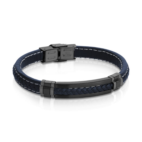 ITALGEM STEEL BRAIDED LEATHER BRACELET SLB592