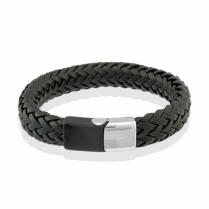 ITALGEM STEEL 11MM LEATHER BRACELET SLB178