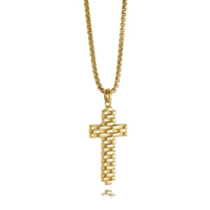 ITALGEM STEEL FLUTED CROSS PENDANT SC197