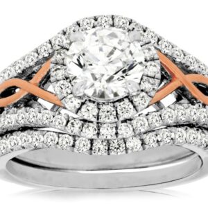 14K WHITE AND ROSE GOLD SEMI-MOUNT WEDDING SET WC7630S