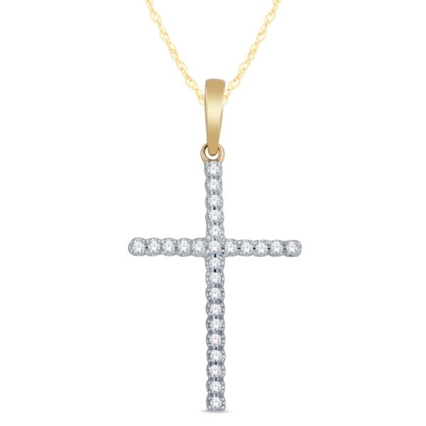 10K YELLOW GOLD DIAMOND CROSS PENDANT M4357