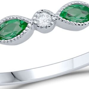EMERALD AND DIAMOND BIRTHSTONE BAND M5430
