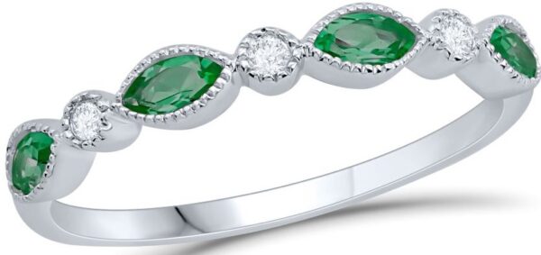 EMERALD AND DIAMOND BIRTHSTONE BAND M5430