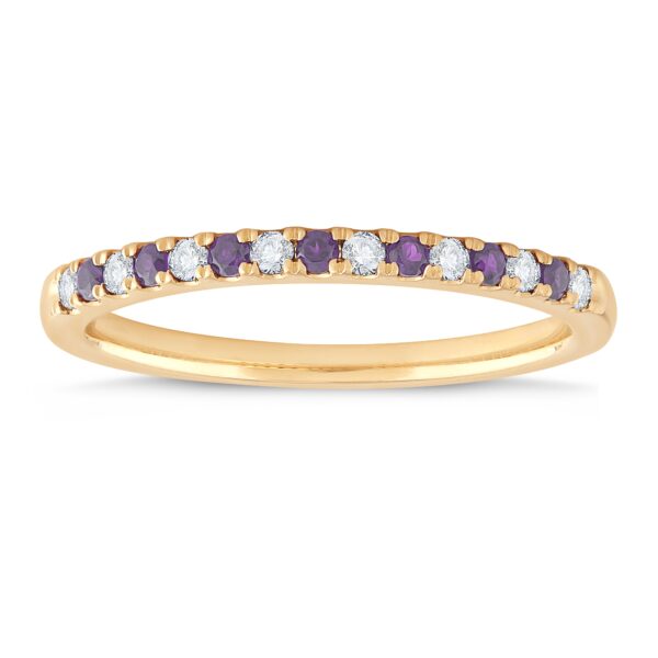YELLOW GOLD AMETHYST DIAMOND BAND M4774