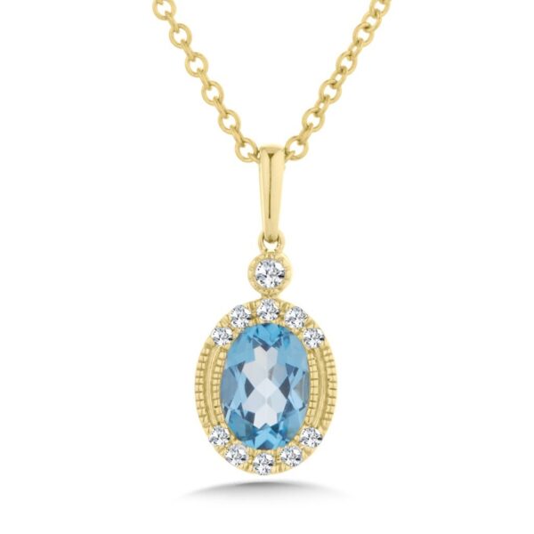 14K BLUE TOPAZ AND DIAMOND NECKLACES CGP220Y-DBT