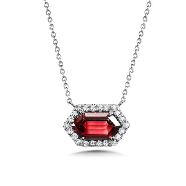 14K GARNET AND DIAMOND PENDANT CGP761W-DGT