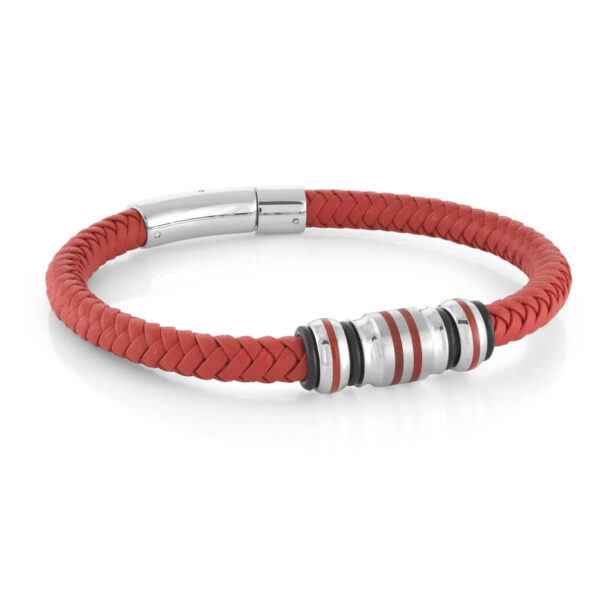 ITALGEM STEEL LEATHER BRACELET SLB528