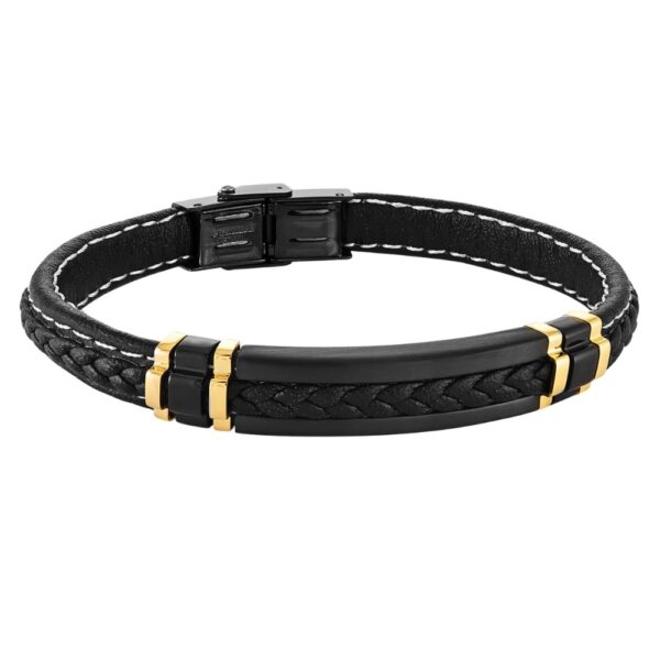 ITALGEM STEEL 8MM ACCENTED LEATHER BRACELET SLB476
