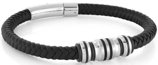 ITALGEM STEEL 10MM LEATHER BRACELET SLB526-8.25