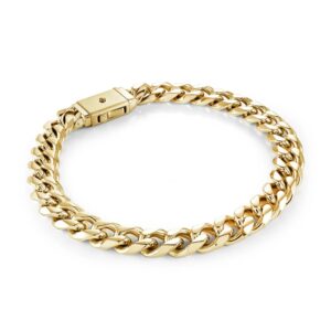 ITALGEM STEEL CLASSIC CURB BOX CLASP BRACELET SMB805-GO-8.5