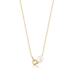 GOLD PEARL LINK CHAIN NECKLACE N043-02G