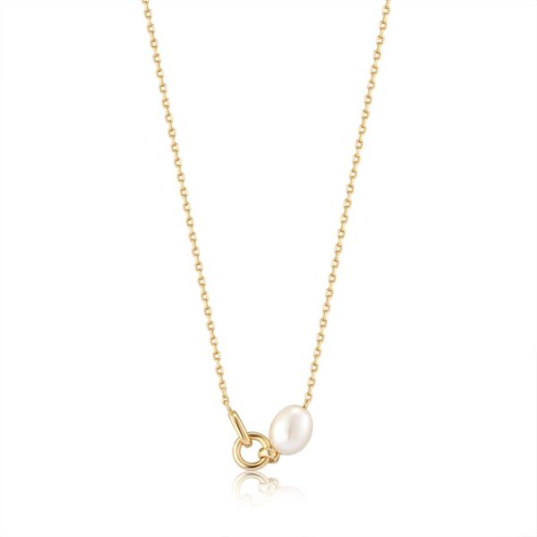 GOLD PEARL LINK CHAIN NECKLACE N043-02G