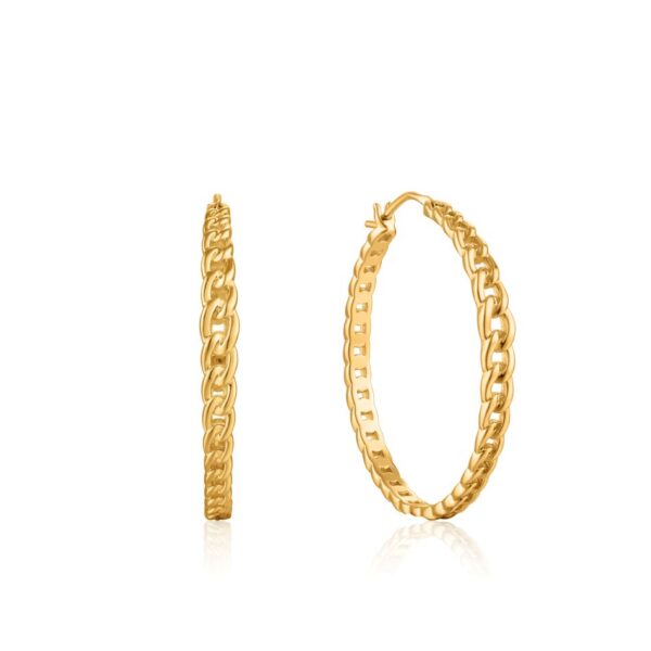 ANIA HAIE GOLD CURB CHAIN HOOP EARRINGS E021-06G
