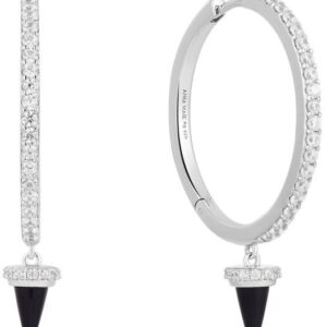 ANIA HAIE SILVER BLACK AGATE DROP HOOP EARRINGS E053-09H