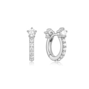 ANIA HAIE SILVER SPARKLING PAVE HUGGIE HOOP EARRINGS E066-04H