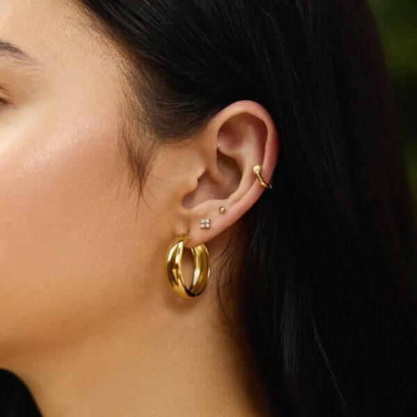 ANIA HAIE GOLD CHUBBY LARGE HUGGIE HOOP EARRINGS E064-08G - Image 2