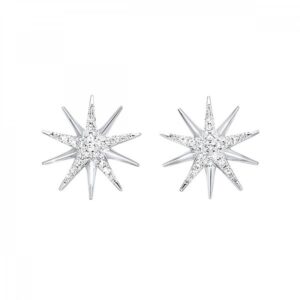 STERLING SILVER DIAMOND STARBURST EARRINGS ER31187-SSSC