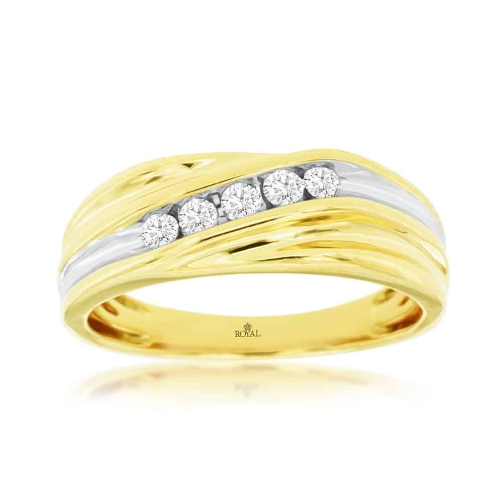 YELLOW & WHITE GOLD DIAMOND BAND C7810D