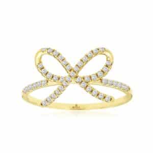 YELLOW GOLD DIAMOND BOW RING C7008D