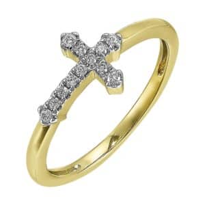 YELLOW GOLD CROSS DIAMOND BAND RG13461-4YC