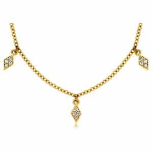 YELLOW GOLD 9 STATION DIAMOND NECKLACE C8036D