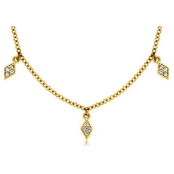 YELLOW GOLD 9 STATION DIAMOND NECKLACE C8036D