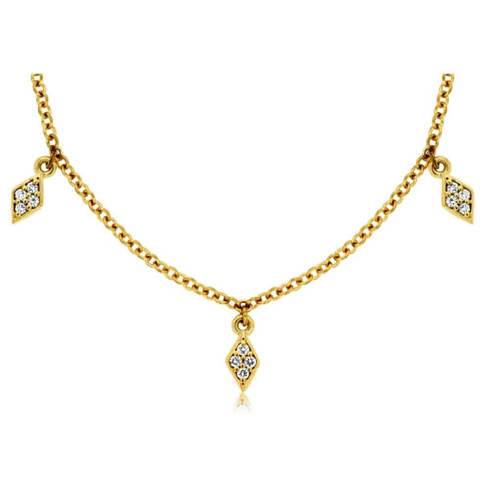 YELLOW GOLD 9 STATION DIAMOND NECKLACE C8036D