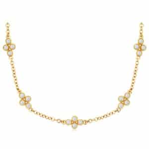 YELLOW GOLD 11 STATION DIAMOND NECKLACE C8038D