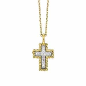 YELLOW GOLD DIAMOND CROSS PENDANT PD10996-4YC