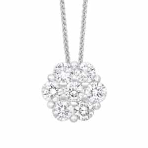 WHITE GOLD DIAMOND CLUSTER NECKLACE PD32725-4WH