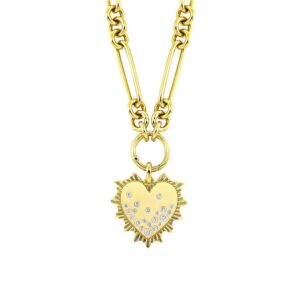 YELLOW GOLD DIAMOND HEART NECKLACE NKC101C103-4YC