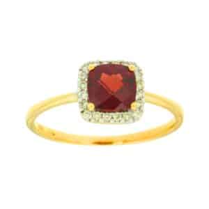 YELLOW GOLD GARNET & DIAMOND RING C3138G