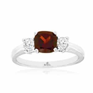 WHITE GOLD GARNET & DIAMONDS RING W3925G