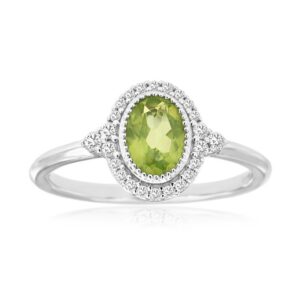 WHITE GOLD PERIDOT & DIAMOND RING WH2462X