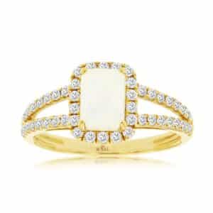 YELLOW GOLD OPAL & DIAMOND RING C8352F