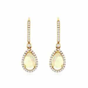 YELLOW GOLD OPAL & DIAMOND EARRINGS C6407F