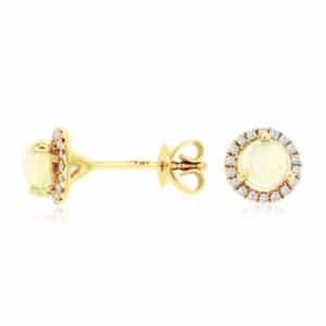 YELLOW GOLD OPAL & DIAMOND EARRINGS C6404F