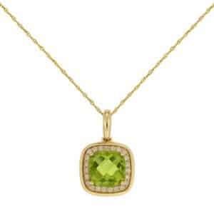 YELLOW GOLD PERIDOT & DIAMOND PENDANT C4060X