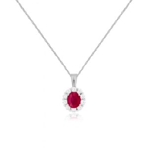 WHITE GOLD RUBY & DIAMOND PENDANT WP3789R
