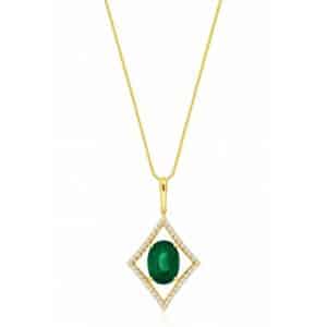 YELLOW GOLD EMERALD & DIAMOND PENDANT C8215EM