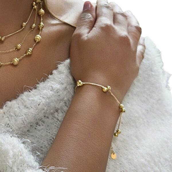 STAINLESS STEEL 5 STATION BEAD BRACELET 857571-BY - Image 2