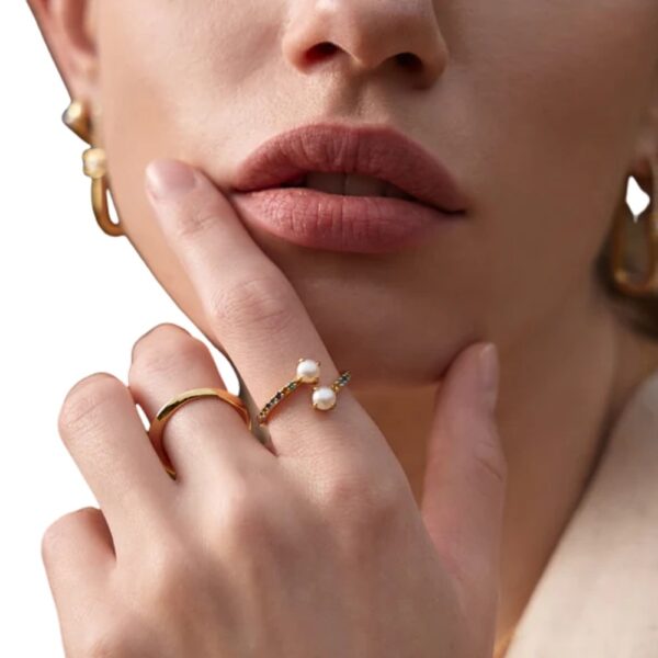 ANIA HAIE GOLD GEM PEARL WRAP RING R054-03G - Image 2