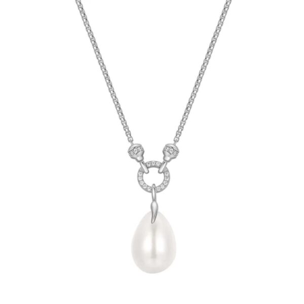 ANIA HAIE SILVER LINKED SHELL PEARL DROP NECKLACE N069-05H