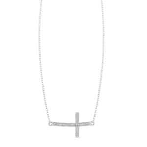 STERLING SILVER CROSS PENDANT NECKLACE PD11159-SSSC