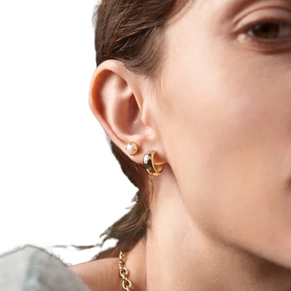 ANIA HAIE GOLD PEARL BARBELL EARRINGS E054-02G - Image 2