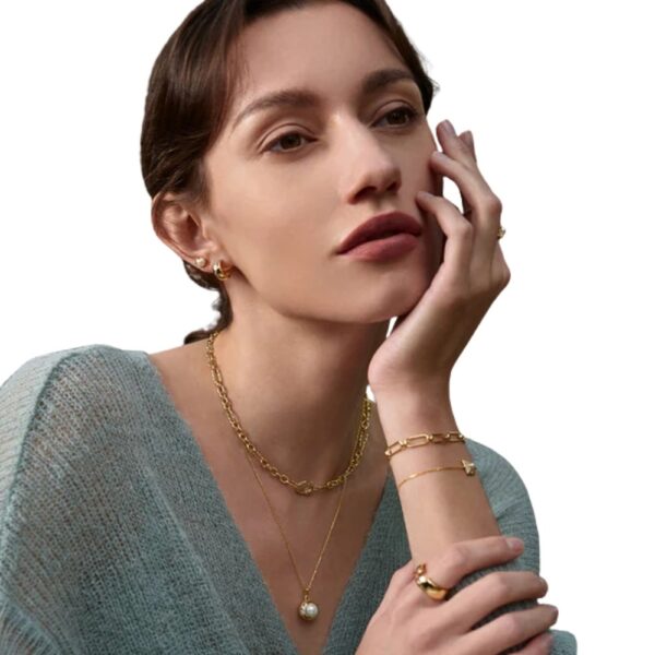 ANIA HAIE GOLD PEARL BARBELL EARRINGS E054-02G - Image 3