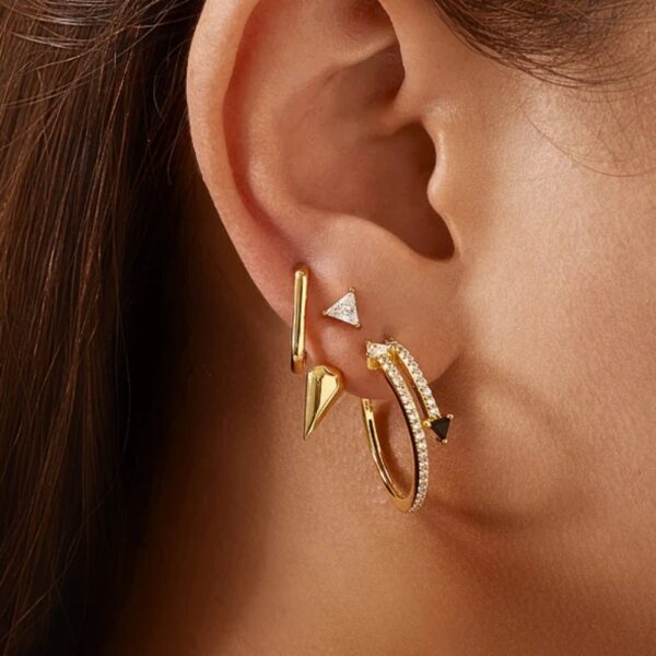 ANIA HAIE GOLD PAVE DOUBLE ARROW STUD HOOPS E059-18G - Image 3