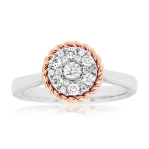 WHITE & ROSE GOLD DIAMOND RING WC8259D