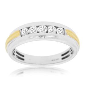 WHITE & YELLOW GOLD DIAMOND WEDDING BAND WC8579D