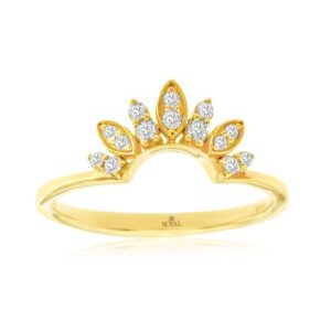 YELLOW GOLD DIAMOND CROWN RING H1372D
